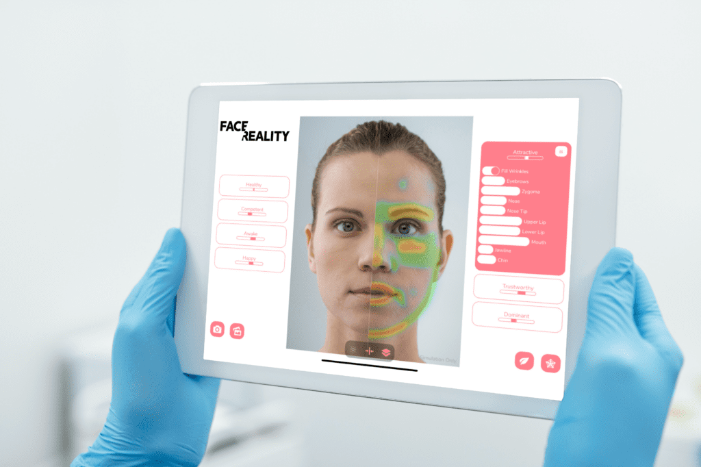 FaceReality Aesthetic Treatment Simulation App, plastic surgery, simulation tool, AI, aesthetic medicine, filler, botox